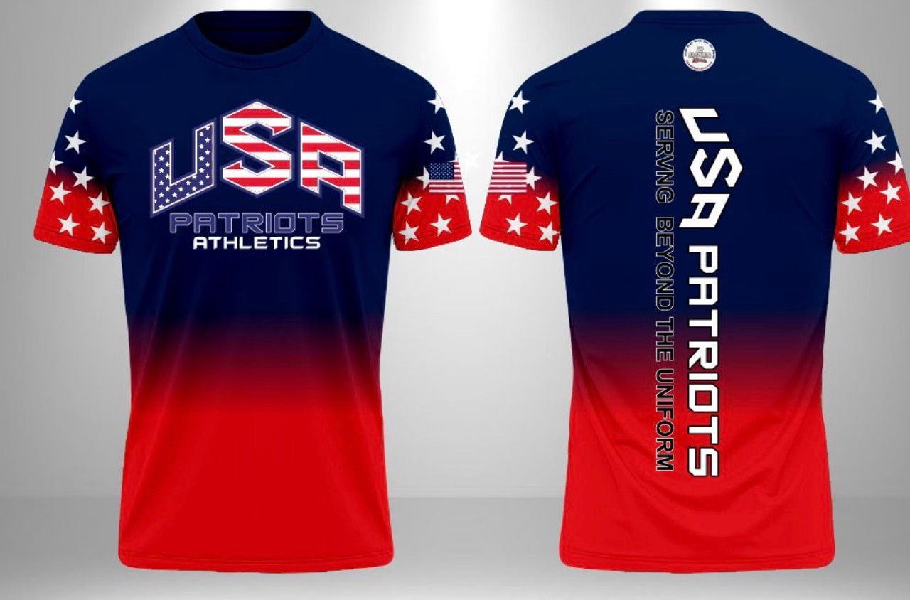 USA Patriots Athletics Custom Sublimated Jersey – Patriotic Navy & Red Ombre
