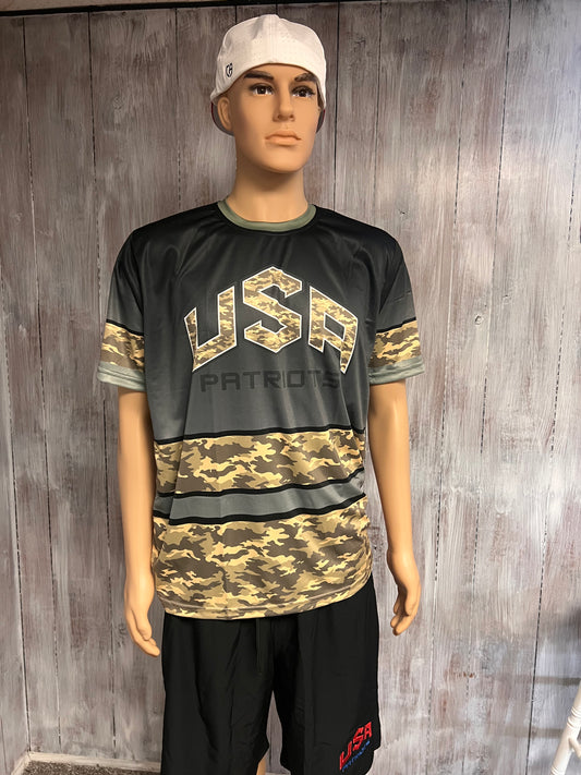 USA Patriots Shorts Sleeve Camo Jersey