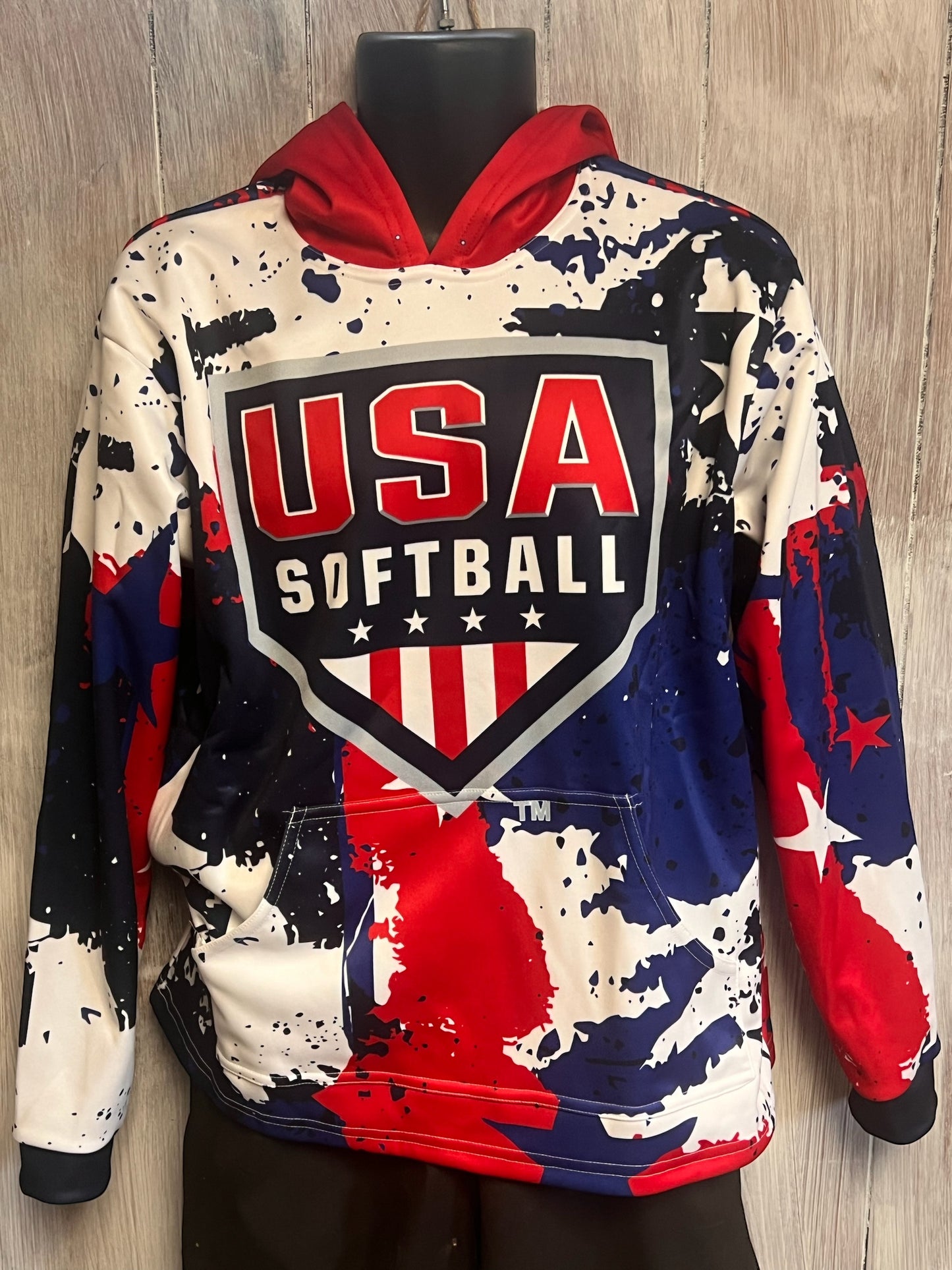 USA Softball Paint Splatter Hoodie